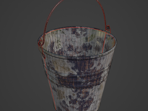 Painted Scrapped Steel Bucket 04 3D Model