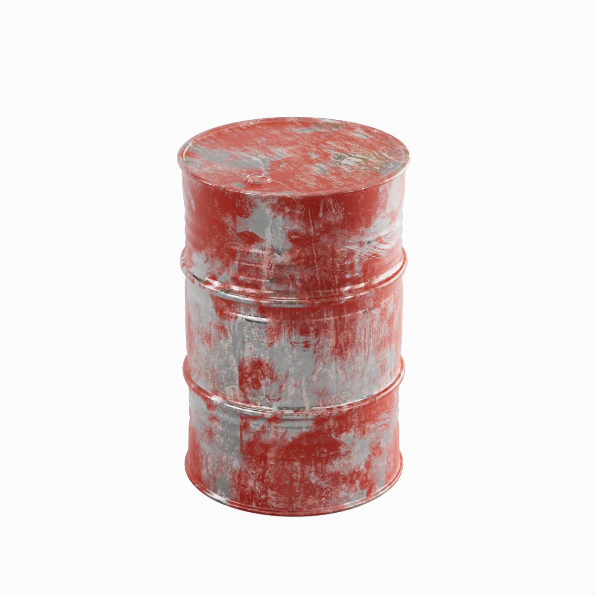 Painted Steel Barrel 01 3D Model .c4d .max .obj .3ds .fbx .stl .blend 