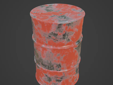 Painted Steel Barrel 01 3D Model
