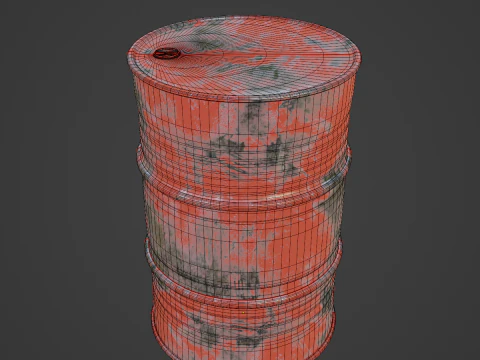 Painted Steel Barrel 01 3D Model