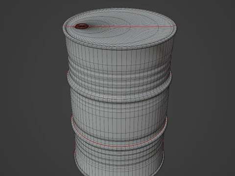 Painted Steel Barrel 01 3D Model