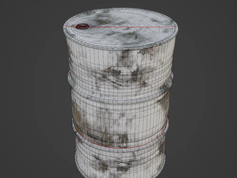 Painted Steel Barrel 03 3D Model