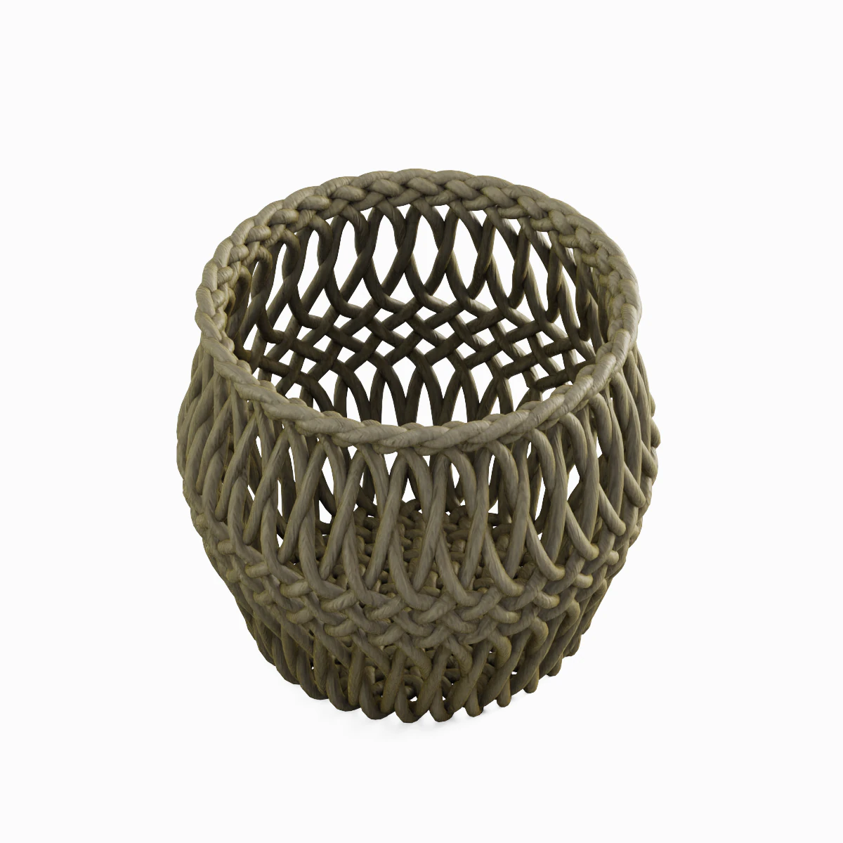 Wicker Basket 02 3D Model .c4d .max .obj .3ds .fbx .stl .blend