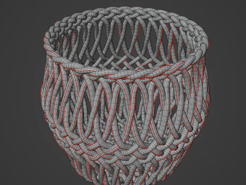 Wicker Basket 02 3D Model