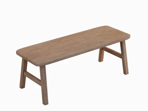 Деревянная скамейка 01 3D Модель