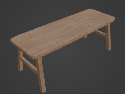 Wooden Bench 01 3D Model