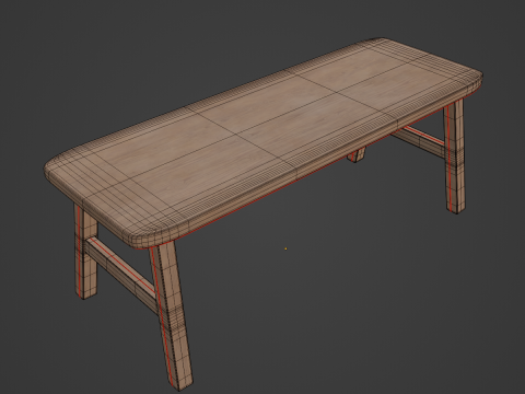 Wooden Bench 01 3D Model