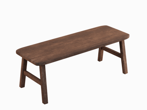 Wooden Bench 02 3D Model