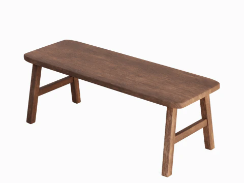 Wooden Bench 02 3D Model