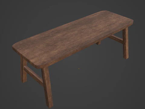 Wooden Bench 02 3D Model