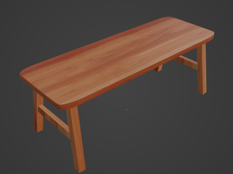Wooden Bench 03 Model 3D