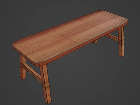 Wooden Bench 03 3D Model