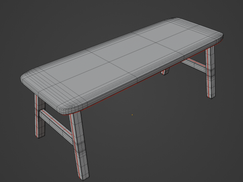 Wooden Bench 03 Model 3D