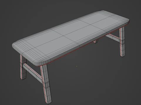 Wooden Bench 03 3D Model
