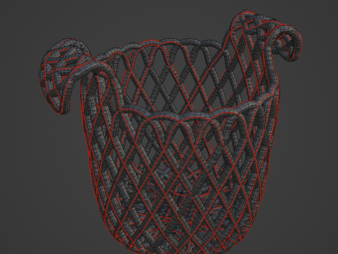 Wicker Basket B 01 3D Model