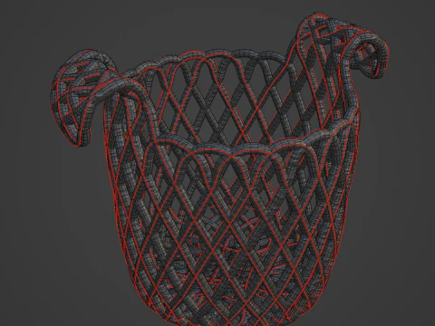 Wicker Basket B 01 3D Model