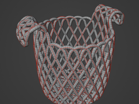 Wicker Basket B 01 3D Model