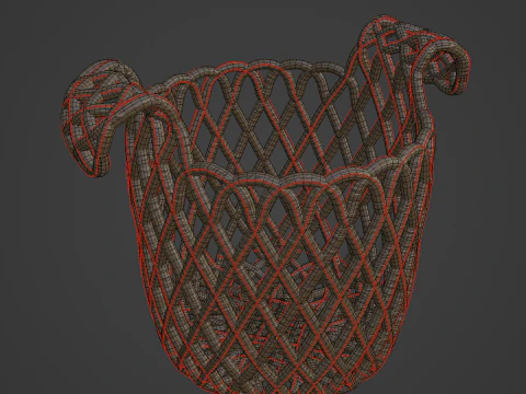 Wicker Basket B 02 3D Model