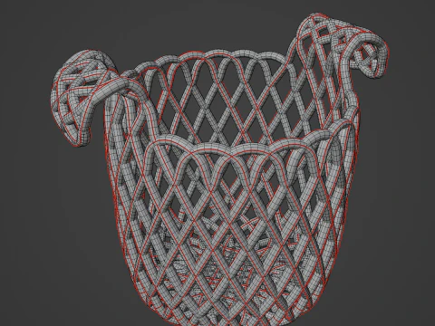 Wicker Basket B 02 3D Model