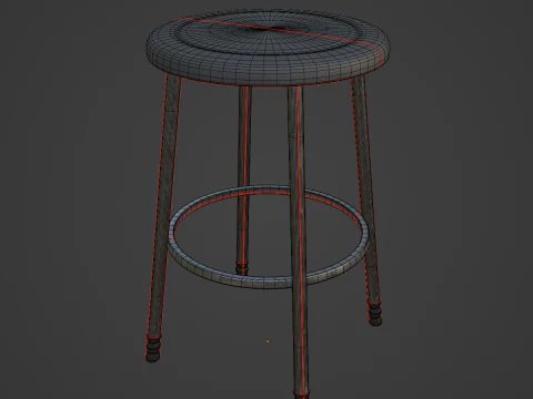 Steel Stool D 01 3D Model