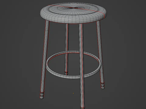 Steel Stool D 01 3D Model