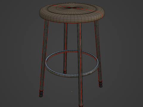 Steel Stool D 02 3D Model