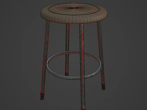 Steel Stool D 02 3D Model