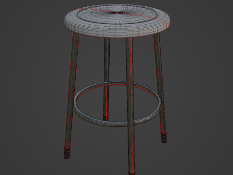 Steel Stool D 03 Model 3D