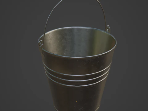 Dark Aged Steel Bucket 3D Model