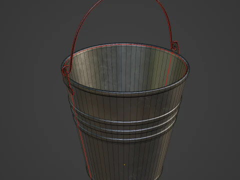 Dark Aged Steel Bucket 3D Model