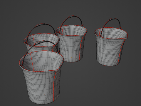 Industrial Plastic Buckets 3Dモデル