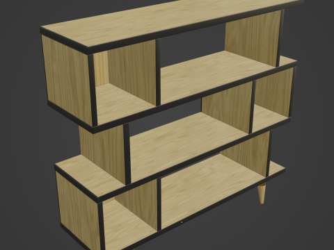 Modern Bookshelf 02 3D Model