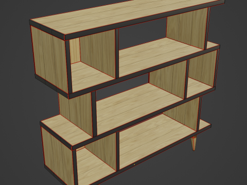 Modern Bookshelf 02 3D Model