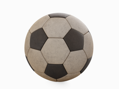 Old Leather Soccer Ball 01 3D Model
