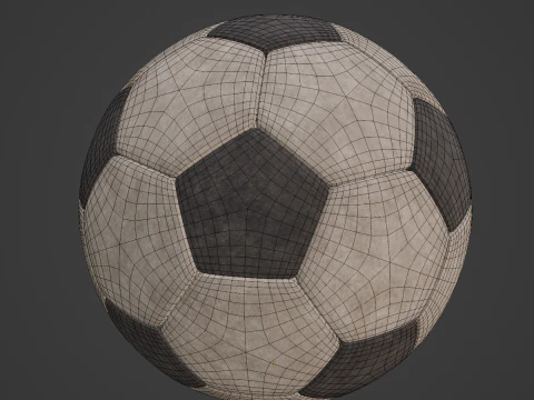 Old Leather Soccer Ball 04 3D Model