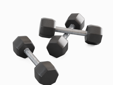 Steel Dumbell 01 Model 3D