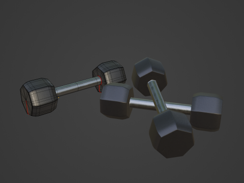 Steel Dumbell 01 Model 3D
