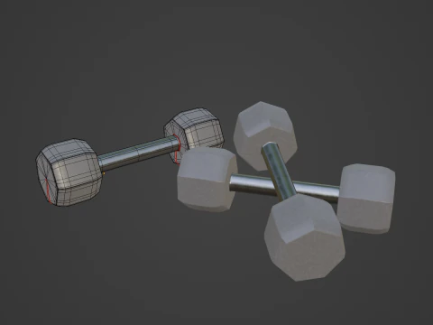 Steel Dumbell 02 3D Model