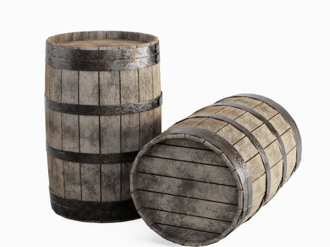 Wooden Barrel 01 3D मॉडल