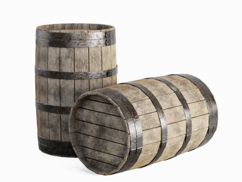 Wooden Barrel 01 3D Model