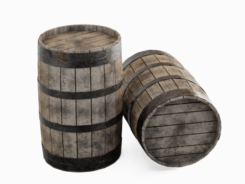 Wooden Barrel 01 3D Model