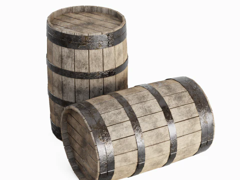 Wooden Barrel 01 3D Model