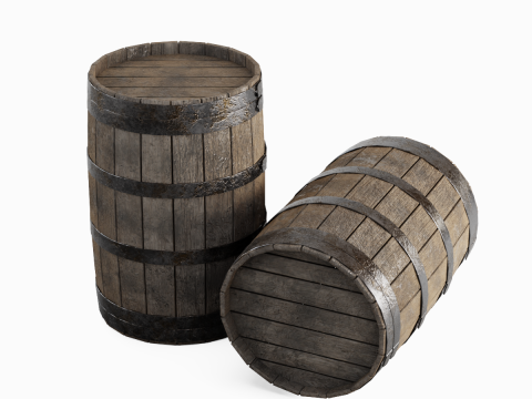 Wooden Barrel 02 3Dモデル