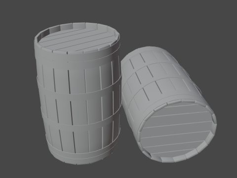 Wooden Barrel 02 3D Модель