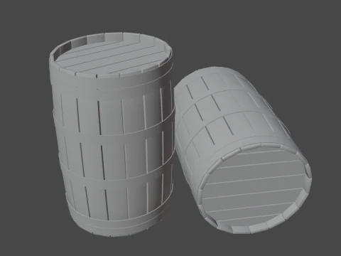 Wooden Barrel 02 3D Model