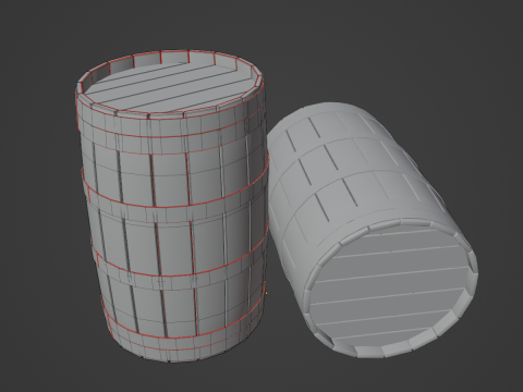 Wooden Barrel 02 3D Модель