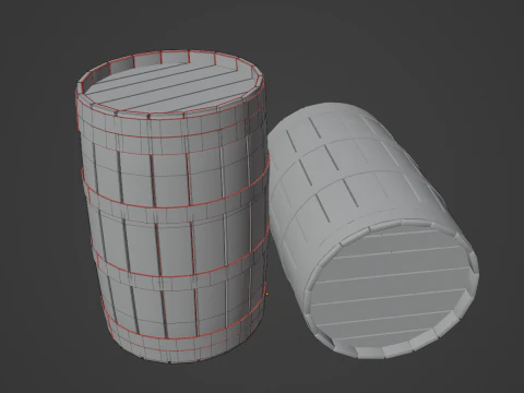 Wooden Barrel 02 3D Model