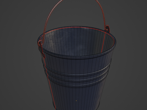 Color Painted Steel Bucket 01 Modello 3D