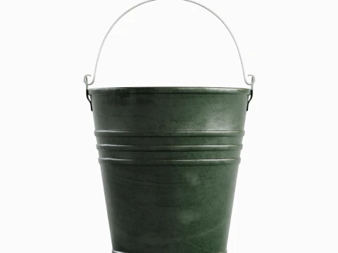 Color Painted Steel Bucket 02 3D Model