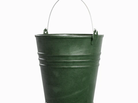 Color Painted Steel Bucket 02 3D Model